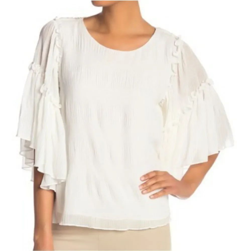 1 State Flounce Sleeve Pleated Blouse Size Small